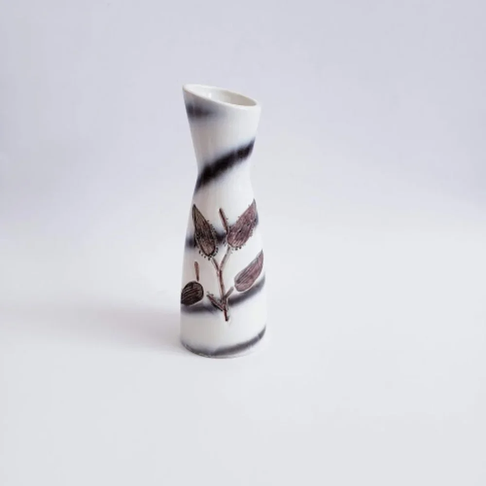 #Japanese vintage ceramic carved plant vase marked JAPAN#